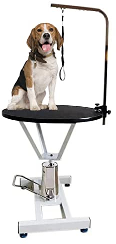 PRUJOY Professioneller Hundepflegetisch, klappbarer Haustierpflegetisch, höhenverstellbarer tragbarer Trimmtisch, Trockentisch (Round)