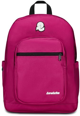 Invicta Jelek Plain skolryggsäck, fuchsia, superrymlig ryggsäck med dubbla fack med ficka för PC eller surfplatta, vattenflaska och ficka med organisatör, medium, topp och resor, dam flicka, Fuchsia,
