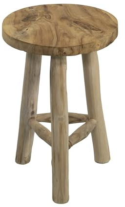 mgc24 Sgabello in teak - supporto stabile per fiori a 3 gambe in legno massiccio, realizzato a mano, versatile e facile da pulire, premontato, ideale per soggiorno e giardino