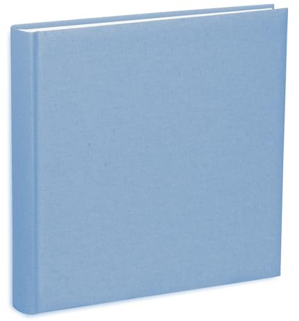 Photo Album 31X31 80 Pages with Tissue Fabric Cover, Light Blue Cotton