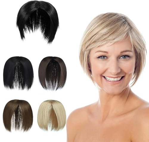PARXITN Topper per capelli da donna senza frangetta, 2 clip in capelli sintetici Toupet Wiglets per capelli russi