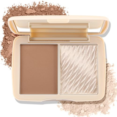 Boobeen 2 Farben erröten Highlighter Kontur Makeup Palette, erröten Contouring Palette matt und schimmern, erröten Pulver Gesicht Blusher Highlight Bronzer Schatten, hochpigmentiert mischbar