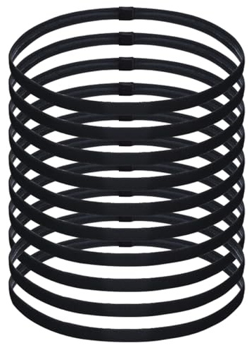 Chiluxendo 10 Pièces Bandeau Cheveux Sport Antidérapants, Élastique Cheveux Serre Tete Homme, Bandeaux Élastiques de Sport, Headband pour Jogging Football Faire Yoga Exercice Femmes et Hommes (Noir)