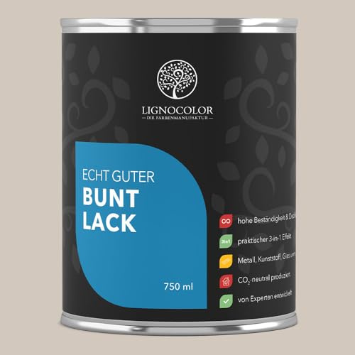 Lignocolor Buntlack matt (750 ml, African Beige) | hochbeständiger Lack für Holz, Metall, Kunststoff & Kinderspielzeug