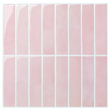 Commomy Credence Adhesive pour Cuisine Salle de Bain, Vinyle Rose Carreaux Carrelage Adhesif Mural Cuisine Metro 3D Dalle Adhesive Murale ImperméAble (10 Pièces, 30,5 x 30,5 cm)