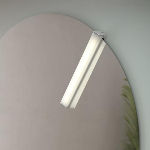 Lampada LED Da 26 Cm In ABS Cromato Compatibile Con Specchi Bagno A Filo Lucido, Luce Naturale 4000K, Potenza 5 W, IP44, Installazione Regolabile