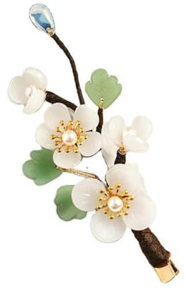 Hemobllo Barrette à Cheveux Fleur Élégante en Alliage et Résine Style Chinois Délicat pour Femmes et Filles, Accessoire Coiffure Vie Quotidienne Fêtes