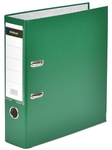 MIDORI Ordner PP-Color aus Kunststoff | 10er Pack Aktenordner 8 cm breit im DIN A4 Format in Breit AO Grün | Breiter Briefordner Ringordner mit austauschbarem Rückenschild