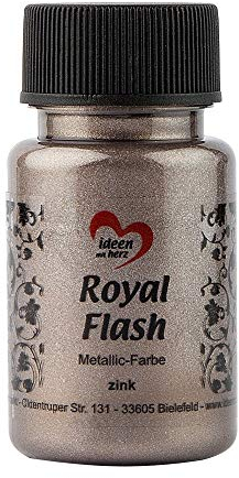 Ideen mit Herz Royal Flash, Acryl-Farbe, metallic, mit feinsten Glitzerpartikeln, 50 ml (zink/taupe)