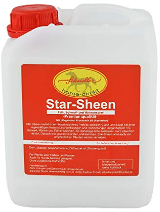 Scheidler horse-direkt Star-Sheen Mähnenspray 2,5l Kanister für Pferde – Langanhaltendes Schweifspray für brillanten Glanz - Leichtes Kämmen & Fellpflege – Natur Glanzspray Made in Germany
