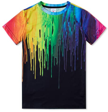 Belovecol Girls Boys Tie Dye T Shirt Teens 3D Cool Graphic T Shirt Tee Shirts Crewneck 13-14 Years