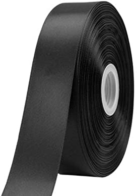 GAKA FAVOR Satinband Schwarz 38mm X 22 Meters (2 Rollen), Dekoration Geschenkband breit Schleifenband Bänder, Stoffband für Hochzeit, Taufe und Geburtstag Geschenke