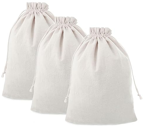 3 Stück Leinen Brotbeutel, Brottasche 30x40cm, Leinensack für Brot, Leinenbeutel Brotsack mit Kordelzug,Brötchentüten Wiederverwendbar,baumwollbeutel mit kordelzug für Brot Aufbewahren Frischhalten