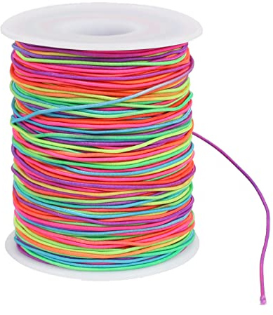 LOMIMOS Fil Rouleau de Cordon Elastique Couleur,1MM*100M Cordon de Cirée Coton Fil Tressé,Multi-Couleur Cordon d'Artisanat Fil pour Bricolage Artisanat Bracelet Collier et des Cheveux