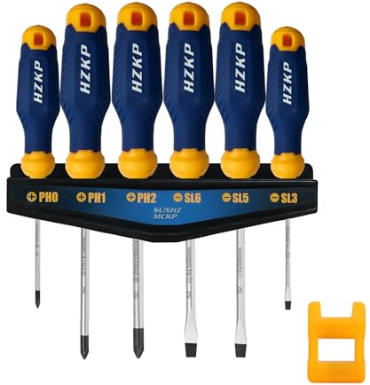 Lot de 6 tournevis magnétiques, 3 tournevis Phillips et 3 embouts à tête plate