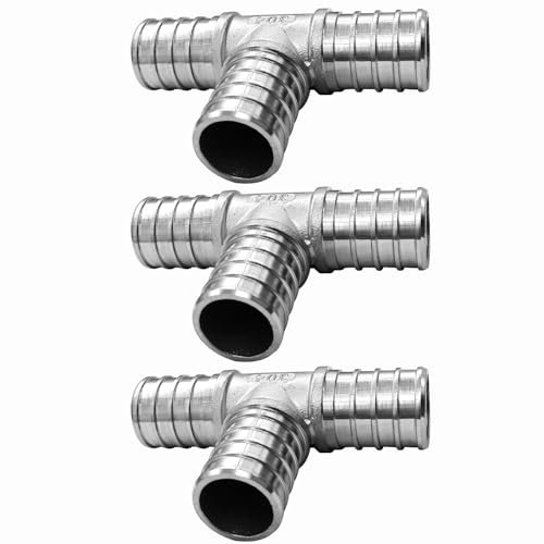 Fitvell Raccordo a crimpare a T in acciaio inox PEX da 3/4 per tubi PEX (confezione da 3)