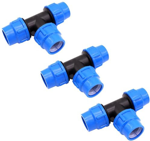 Okaywork PP Fitting für PE Rohr 20 mm Klemmverbinder Kupplung Winkel T-Stück, PP-Fitting, Klemmverbinder - 20er T-Stück für PE-Rohr, PP T Stück Kupplung kompatibel mit PE80 PE100 Rohren, 3er-Pack