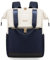 LOVEVOOK Sac à dos bleu, sac à dos scolaire fille avec compartiment pour ordinateur portable 15,6 pouces, sac à dos femme 2 en 1, sac à dos de voyage imperméable femme élégante, beige-bleu