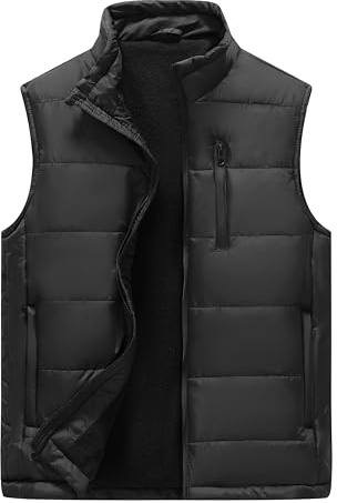 VtuAOL Lightweight Softshell Down Vest for Men Quilted Vest Casual Winter Outdoor Vest for Running Black US M