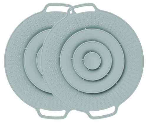 Astis 2 Pezzi Coperchio Universale in Silicone, Paraspruzzi Anti-Traboccamento, Protezione Contro Fuoriuscite Liquidi, Adatto per Pentole 15-25 cm, Coperchio Culinario Multiuso