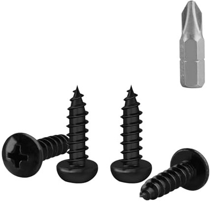 150 Pcs M4 Vis Bois Autotaraudeuses à Tête Bombée, Vis à Bois Noires, Visser Autoperceuses, Visser à Tête Ronde Cruciforme pour Meubles Métal, M4x16mm