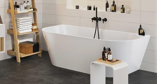 Bañera Exenta Adulto 180x80cm | Bañera Independiente Baño Starcril Blanco Mate | Capacidad de 290 L