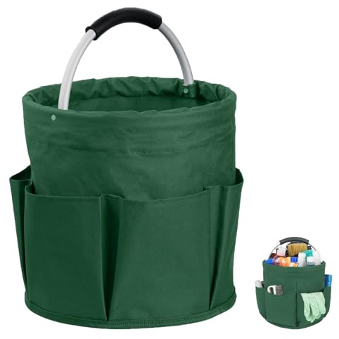 Bolsa De Limpieza Plegable, Organizador Universal de limpieza Plegable, Cesta de Herramientas Abatible con 6 Compartimentos para Herramientas, Bolsa De Limpieza Portátil, Para Guardar, Picnics, Verde