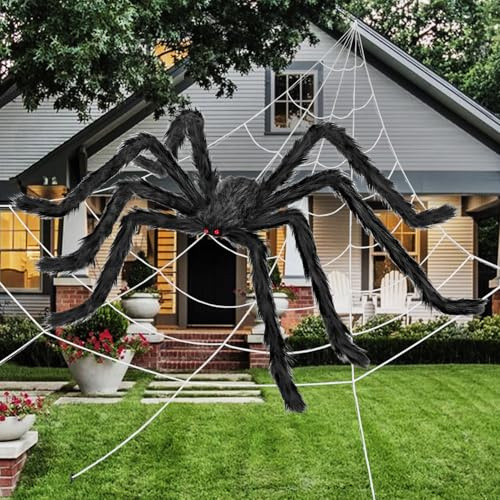Kendane Halloween Decorations Outdoor and Indoor,200 Halloween Spider Web with 59 Giant Spider,Scary Party Decorations for Yard,House Decor.