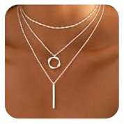 Meteorstarry Long Necklaces for Women,Dainty Multi Layer Sterling Silver Choker Chains for Ladies,Waterproof Pendant Necklace Chain Costume Jewellery for Girls