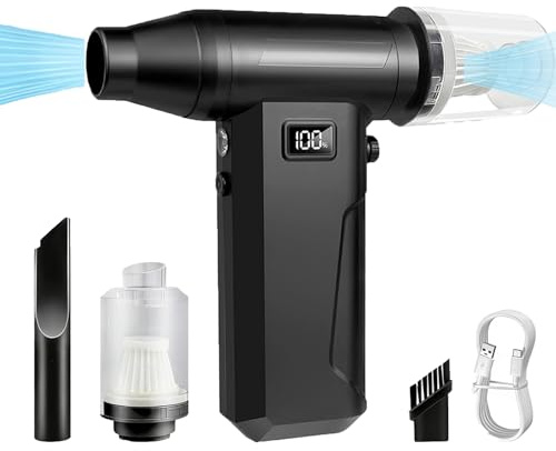 Compressed Air Duster, 130000RPM 100 Gear Speed Adjustable Electric Air Blower, Brushless Motor Cordless Air Duster with Type-C Fast Charging, for Keyboard, Computer, Car, Home, Outdoor Cleaning，Pet