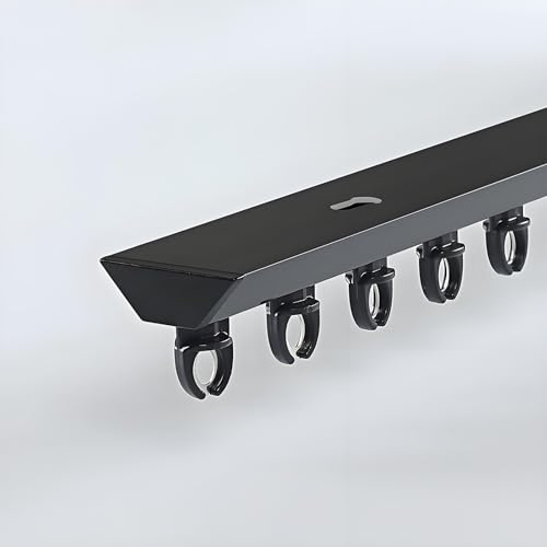 Bastone per tenda regolabile da 100 a 400 cm, montaggio a soffitto, a 1 strato, per divisori, binario per tenda preforato con occhielli scorrevoli (nero, 380 cm)