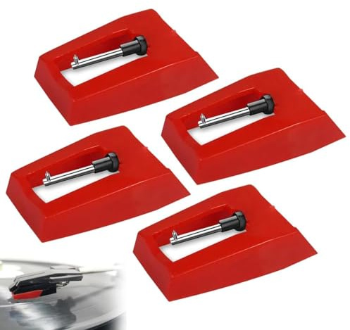 QEXUJOW Cuatro agujas de repuesto con puntas de rubí, universalmente compatibles con tocadiscos y cápsulas fonocaptoras.