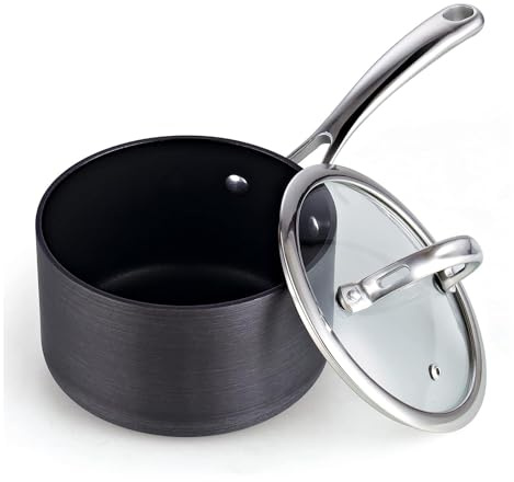 Cooks Standard 2-Quart Hard Anodized Nonstick Saucepan with Lid, Black