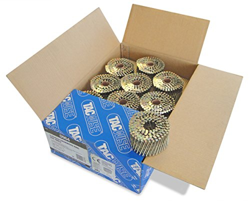 Tacwise 0964 Extra Verzinkte, Flache Coilnägel, Typ 2,8 / 64 mm, Diamantspitze, Ringschaft, 16° Geneigt, Drahtgebunden, Packung mit 4000 Stück
