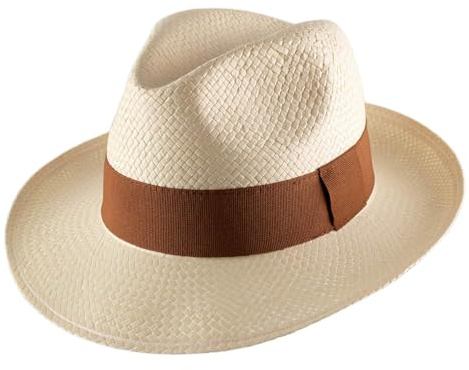 Classic Italy - Chapeau Panama Paille Homme ou Femme Classic Paille Large - Taille 62 cm - Creme-Marron