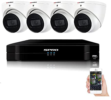 8MP ULTRA HD CCTV SYSTEM SPRO KIT INDOOR OUTDOOR 8CH 8 CHANNEL DVR UHD 4K MEGAPIXELS PTZ SUPPORT WHITE DOME 4X CAMERA 8 MP IP66 2.8MM NO HDD)