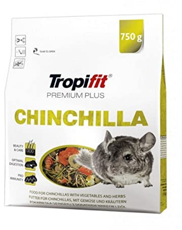 Tropifit Premium Plus Chinchilla 750g - Alleinfutter für Chinchillas mit Alfalfa, Äpfeln und getrockneten Kräutern – mit Leinsamen und Sonnenblumenkerne