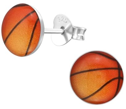Monkimau Mädchen Ohrringe Basketball Ohrstecker aus 925 Sterling Silver Silber