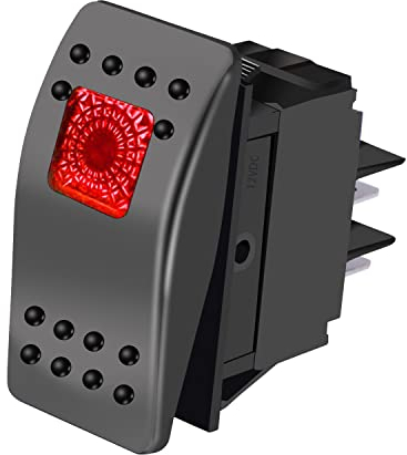 mxuteuk KFZ Auto Schalter 12V beleuchtet Kippschalter wasserdicht rote LED Ein/Aus Wippschalter Boot Marine Druckschalter Schalter 4Polig mit Licht RK1-06-R