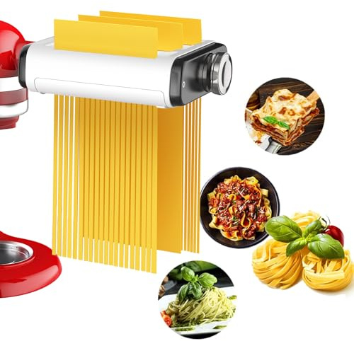 Pasta Maker Attachment for All Kitchenaid Mixers, Noodle Maker Kitchen Aid Mixer Accessories 3 In 1 Including Dough Roller Spaghetti Fettuccine Cutter - Homemade Fresh Pasta Easily!