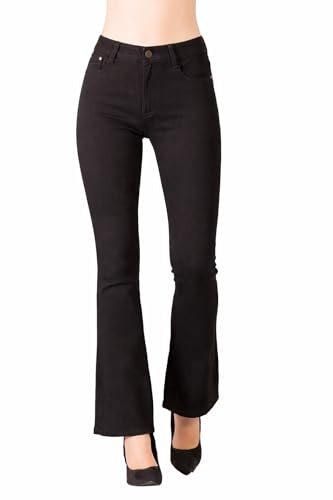 Glook Vaqueros Acampanados Negros para Mujer - Cintura Media, Estilo Campana, Ajuste Flare (M, Negro)