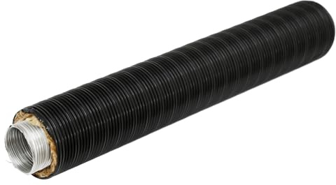 raik Therm Flex Aluflexrohr isoliert für Außenluft-Anschluss Ø 100 mm Länge 0,75 m schwarz doppelwandig Aluminium mit Wärmedämmung zur Frischluftzufuhr bei Kaminöfen und Kamineinsätzen