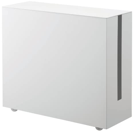 YAMAZAKI 5403 TOWER Cable Box With Casters, White, Steel, Minimalist Design, 15 x 40 x 34.5 cm (LxWxH)