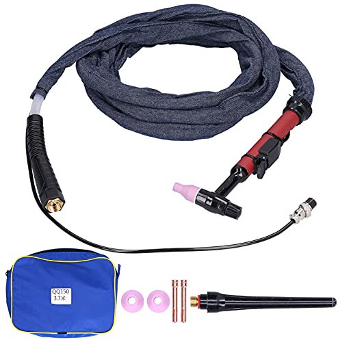 TIG Welding Torch Kit 3.7M Flexible Head Integrated Argon Arc Welder Gun Air-Cooled TIG Complete Torch with Nozzles for QQ150 Argon Arc Welding Machine