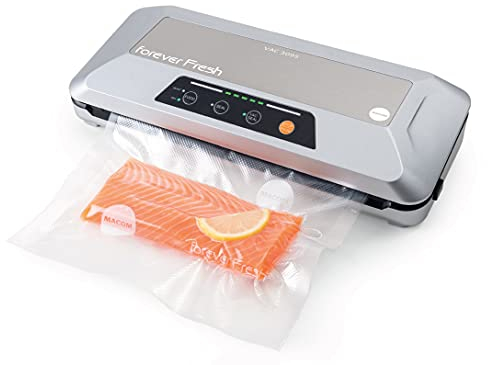 MACOM Macchina sottovuoto super compatta con Portatagliarotolo e selettore di sigillatura per alimenti umidi e secchi, funzione sottovuoto barattoli, Forever Fresh VAC 3095