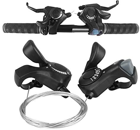 FAIREDEAR 1 Pair 3X7 21 Speed Thumb Gear Shifter,MTB Speed Bike Shift Lever for Mountain City Road Folding Bicycle Combo Parts with Inner Shifts Cables Bicycle