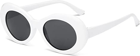 Long Keeper Lunette de Soleil Ovale Femme Homme Lunettes Soleil Vintage Cobain Style Montures de Lunettes Blanche, 50mm Mixte Adulte