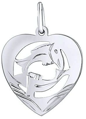 SILVEGO Damen Anhänger aus 925 Sterling Silber Sternzeichen Fische Herz Anhänger