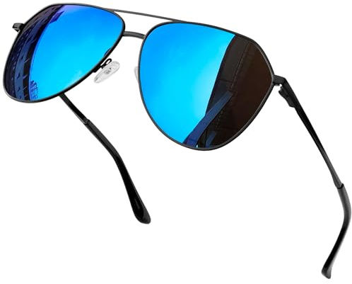 Joopin High Protection Sunglasses Polarised, UV Protection Metal Frame Mirror Aviation Sunglasses Mens Women Sun Shades for Driving (Blue Mirrored Lens)