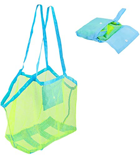 Sac de plage en maille réutilisable et pliable pour jouets, léger pour le stockage (40x40x24cm)